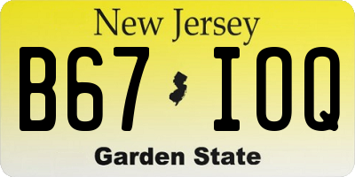 NJ license plate B67IOQ