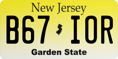 NJ license plate B67IOR
