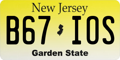 NJ license plate B67IOS