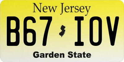 NJ license plate B67IOV