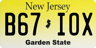 NJ license plate B67IOX