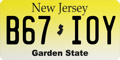 NJ license plate B67IOY