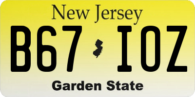 NJ license plate B67IOZ