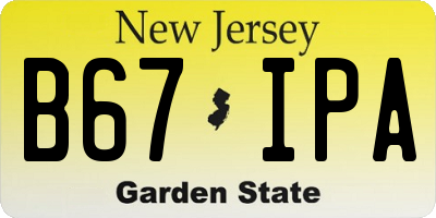 NJ license plate B67IPA