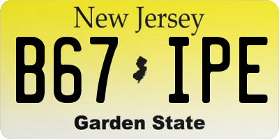 NJ license plate B67IPE