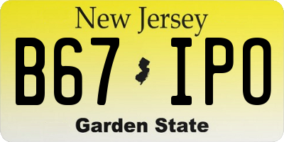 NJ license plate B67IPO