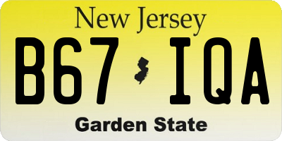 NJ license plate B67IQA