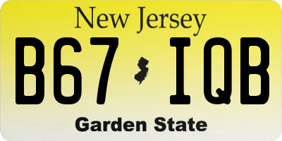 NJ license plate B67IQB