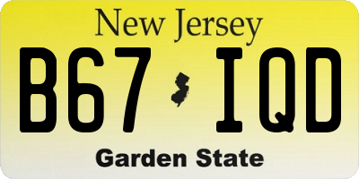 NJ license plate B67IQD