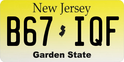 NJ license plate B67IQF
