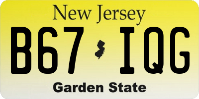 NJ license plate B67IQG