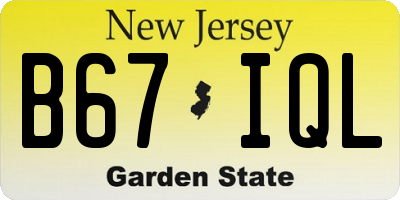 NJ license plate B67IQL