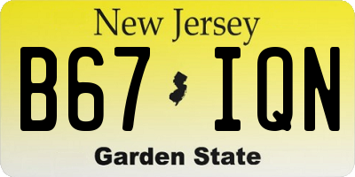 NJ license plate B67IQN