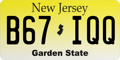 NJ license plate B67IQQ