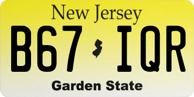 NJ license plate B67IQR