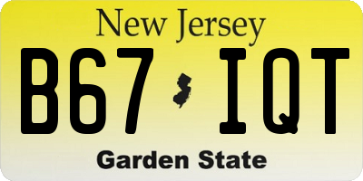 NJ license plate B67IQT