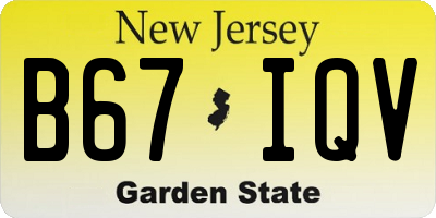 NJ license plate B67IQV