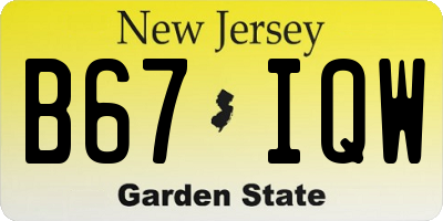 NJ license plate B67IQW