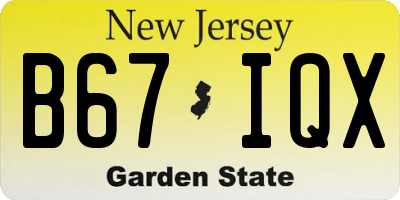 NJ license plate B67IQX
