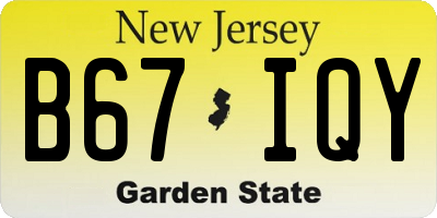 NJ license plate B67IQY