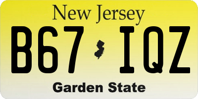 NJ license plate B67IQZ