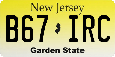 NJ license plate B67IRC