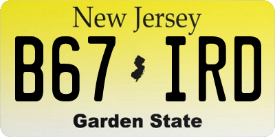 NJ license plate B67IRD