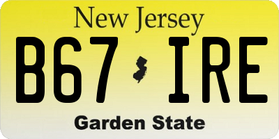 NJ license plate B67IRE