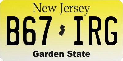 NJ license plate B67IRG