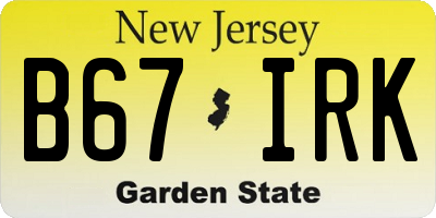 NJ license plate B67IRK
