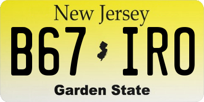 NJ license plate B67IRO