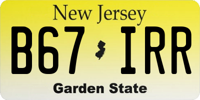 NJ license plate B67IRR
