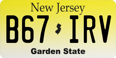 NJ license plate B67IRV