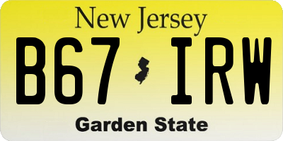 NJ license plate B67IRW