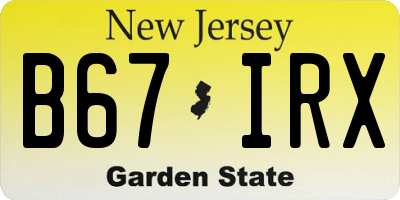 NJ license plate B67IRX