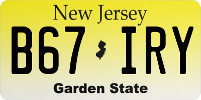NJ license plate B67IRY