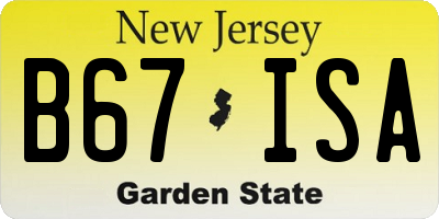 NJ license plate B67ISA