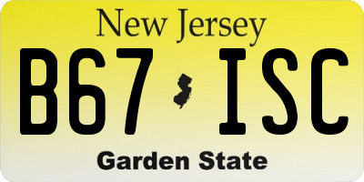 NJ license plate B67ISC