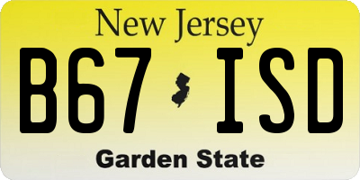 NJ license plate B67ISD