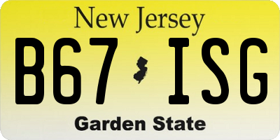NJ license plate B67ISG