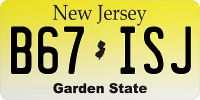 NJ license plate B67ISJ