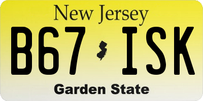 NJ license plate B67ISK