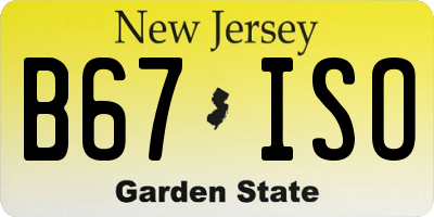 NJ license plate B67ISO