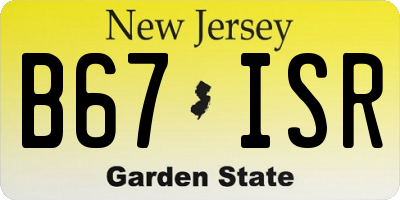 NJ license plate B67ISR