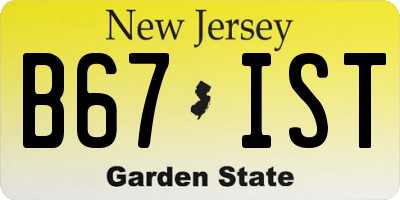 NJ license plate B67IST