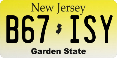 NJ license plate B67ISY