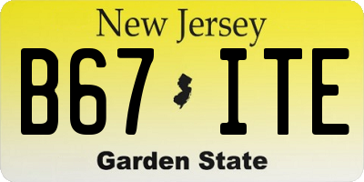 NJ license plate B67ITE
