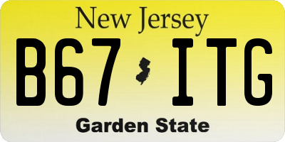 NJ license plate B67ITG
