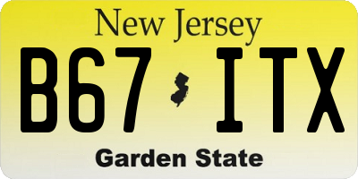 NJ license plate B67ITX