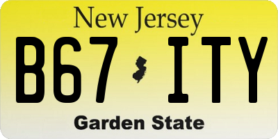 NJ license plate B67ITY
